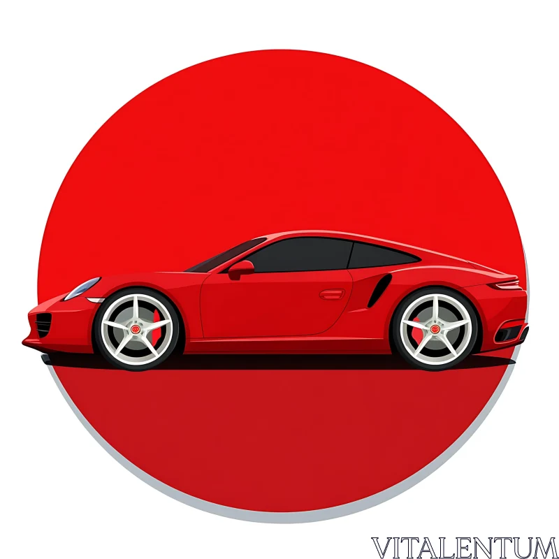 Artistic Profile View of Red Sports Car AI Image