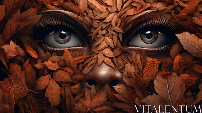 Captivating Autumn Leaves Portrait | Terracotta Illustration AI Image