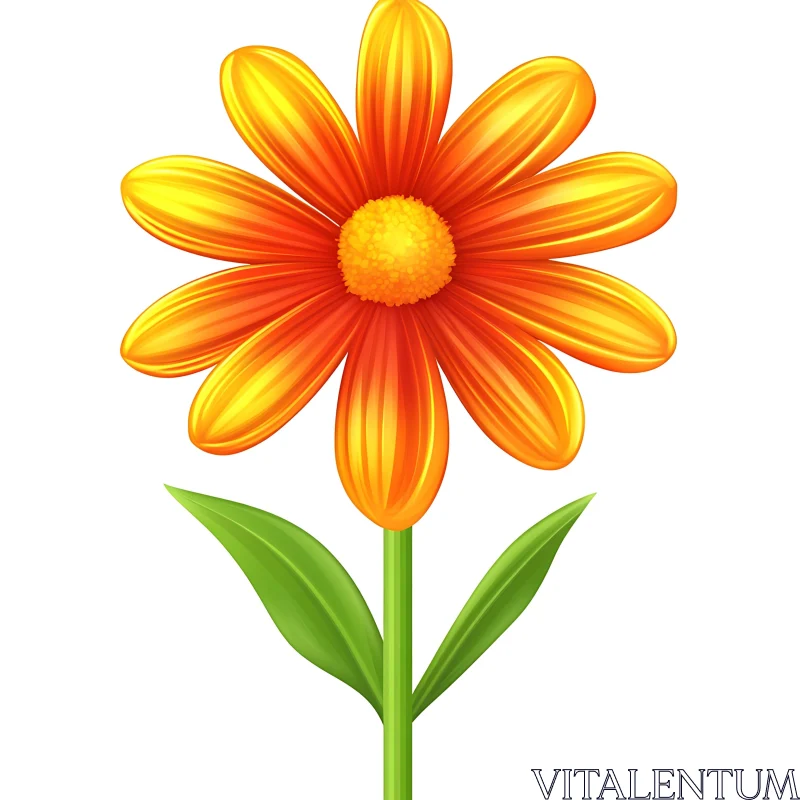 AI ART Vivid Orange and Yellow Petaled Flower Art