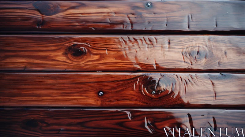 Polished Craftsmanship: Rustic Wood Planks with Water Spots AI Image