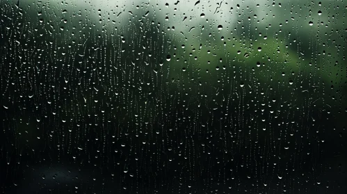 Raindrops on Dark Window - A Serene Capture