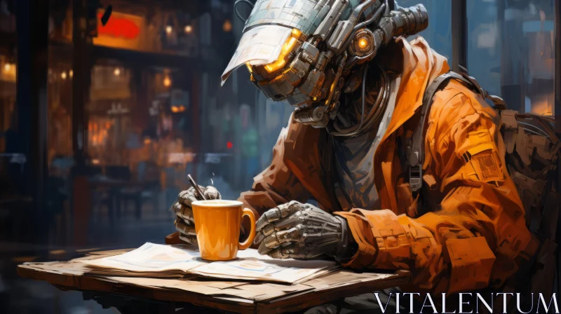Steampunk Character in a Photorealistic Urban Space Scene AI Image