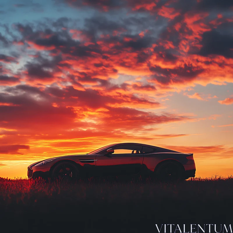 Luxury Car at Sunset AI Image