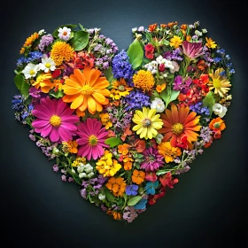 Multicolored Floral Heart Arrangement