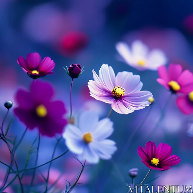 AI ART Dreamy Garden Flowers in Purple and Pink Tones