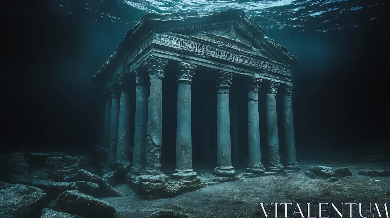 Submerged Ruins of an Ancient Temple AI Image