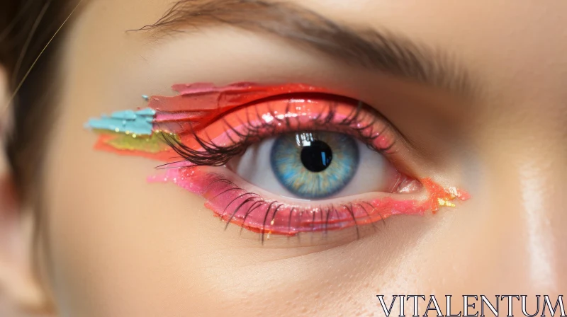 Colorful Eye Makeup: A Playful Blend of Realism and Fantasy AI Image