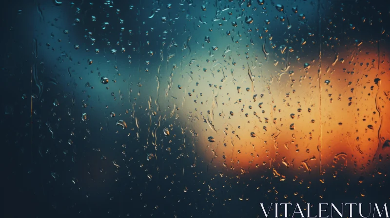 Raindrops on Window - A Meditative Night Scene AI Image