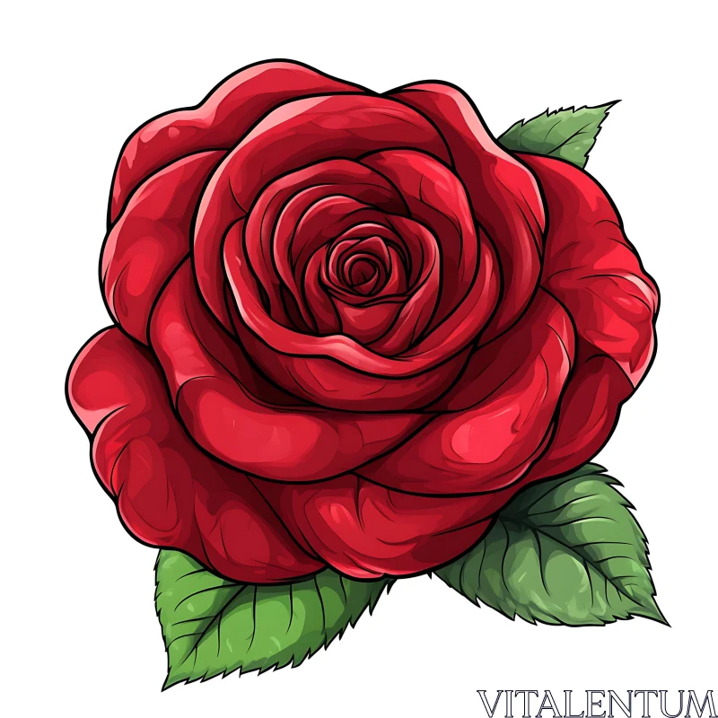 Detailed Red Rose Artwork AI Image