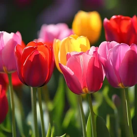 Colorful Garden Tulips in Spring