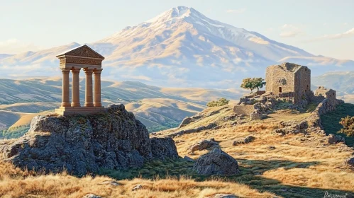 Historical Ruins in Majestic Mountain Landscape