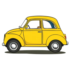 Cartoon Style Yellow Car Drawing