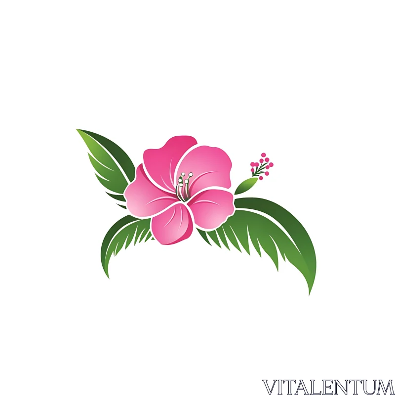 Tropical Pink Blossom Illustration AI Image