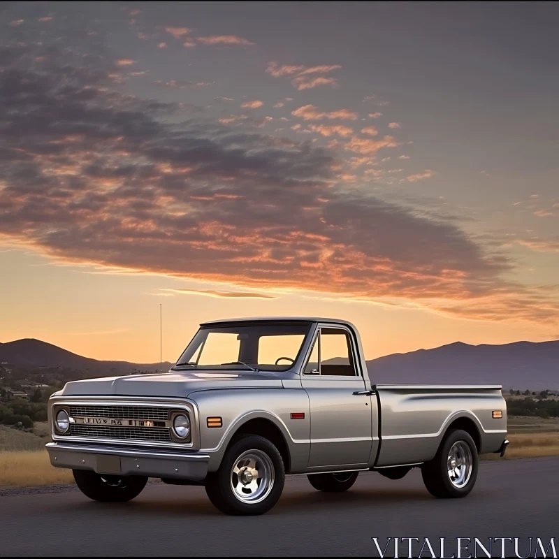 Classic Truck in Calm Evening Light AI Image