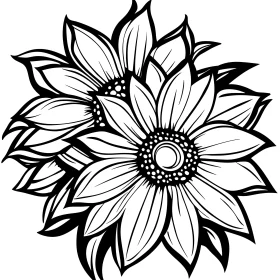 Intricate Sunflower Line Drawing