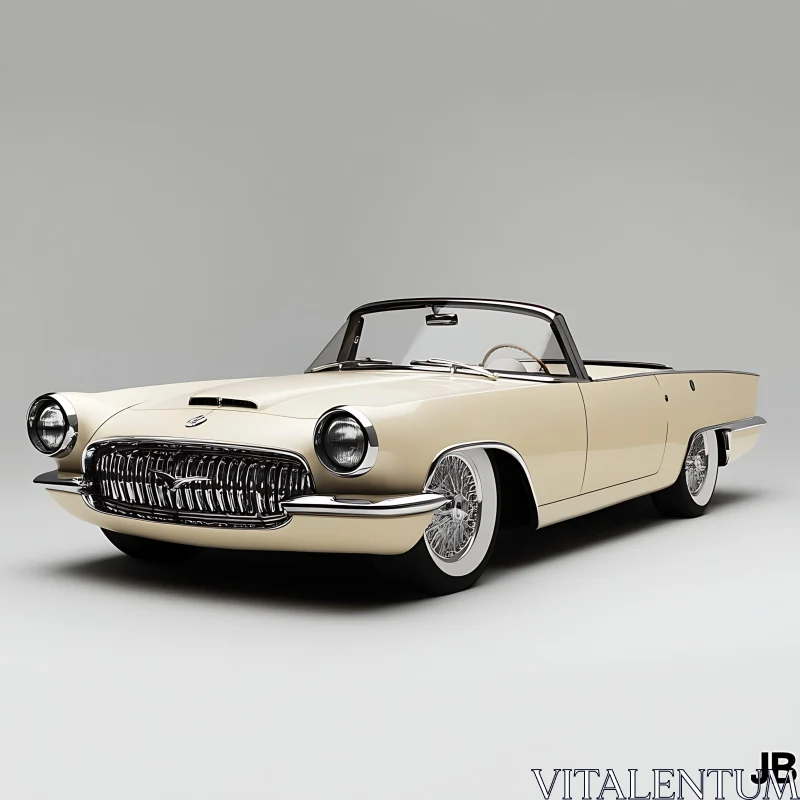 Classic Vintage Beige Convertible Automobile AI Image