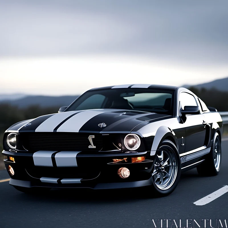 Iconic Mustang Shelby GT500 with Stripes AI Image