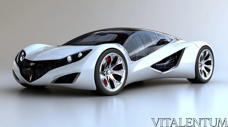 Sleek White Concept Car with Modern Aesthetics AI Image