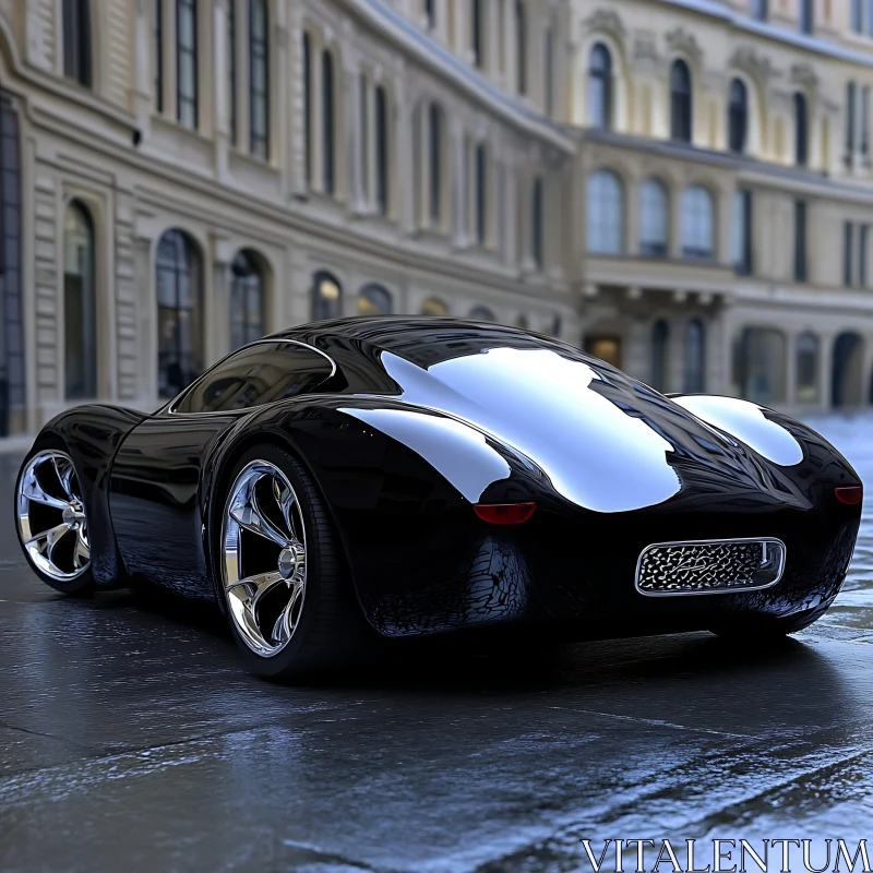 Modern Black Car Against Classic Architecture AI Image