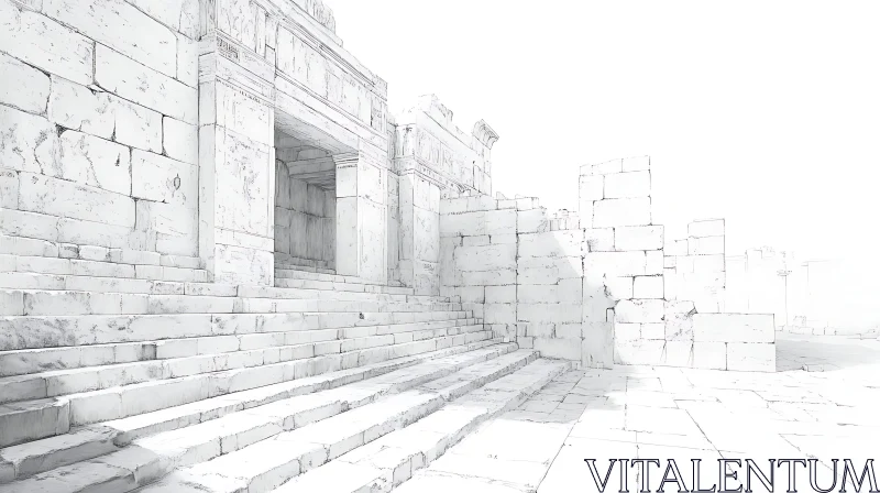 Classical Stone Structures in Ruins AI Image