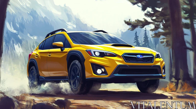 AI ART Off-Road Adventure with Yellow SUV