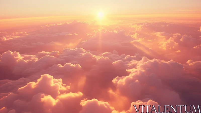 Tranquil Sunrise Above the Clouds - A Captivating Render AI Image