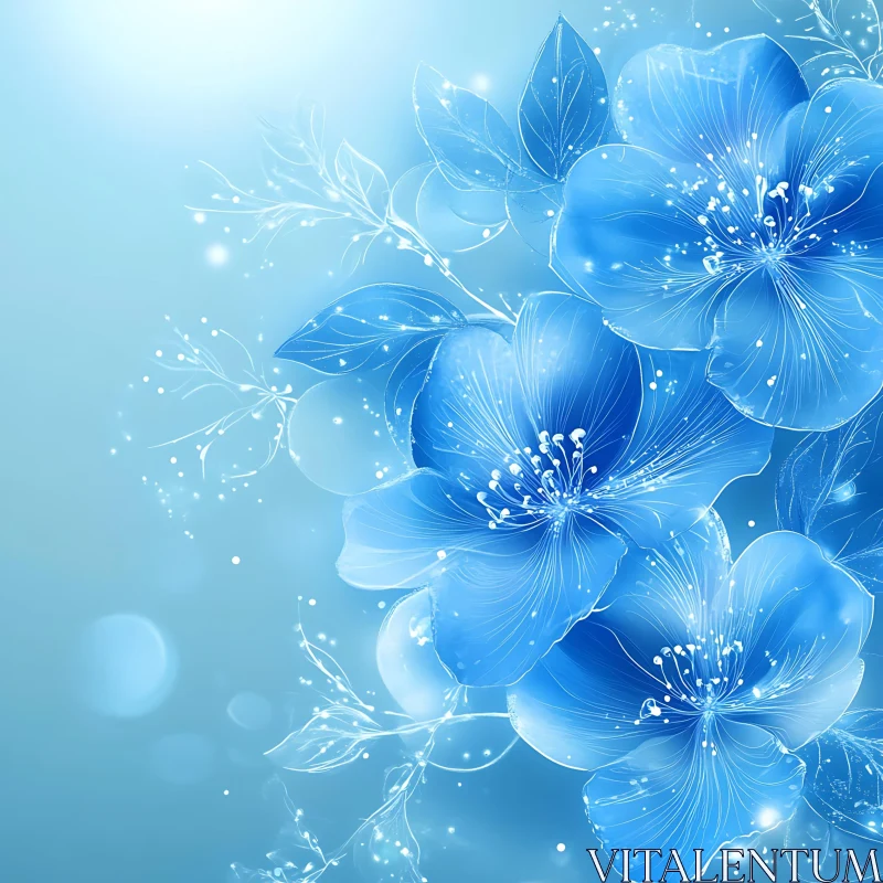 Delicate Blue Petals with Gentle Background AI Image