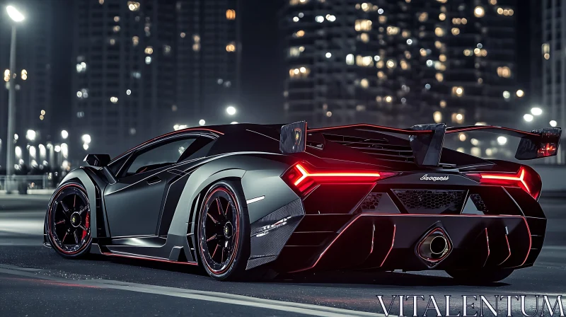 Luxury Sports Car in City Night AI Image