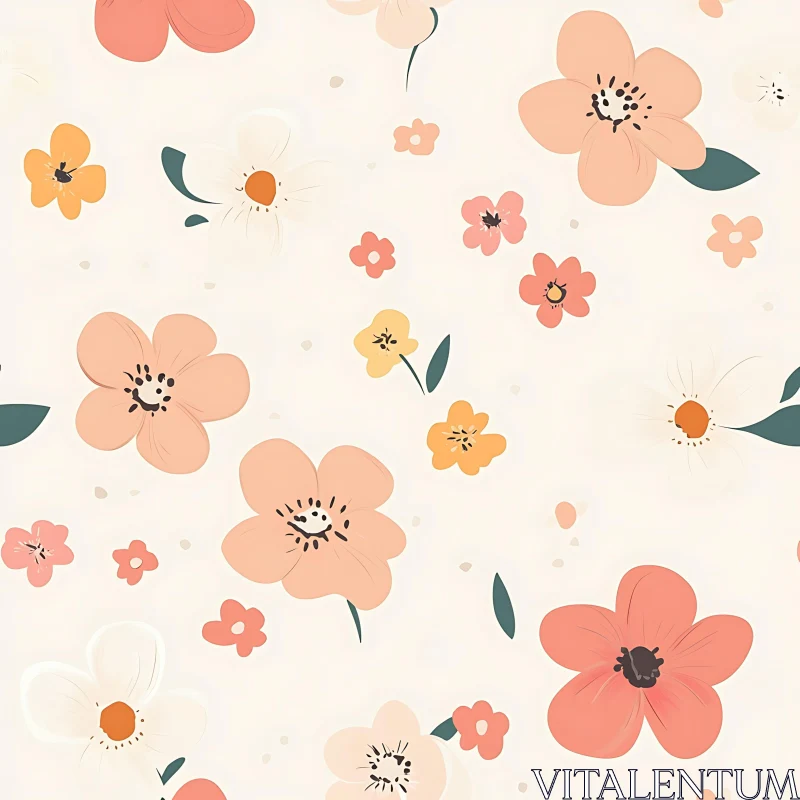 Pastel Flower Illustration AI Image