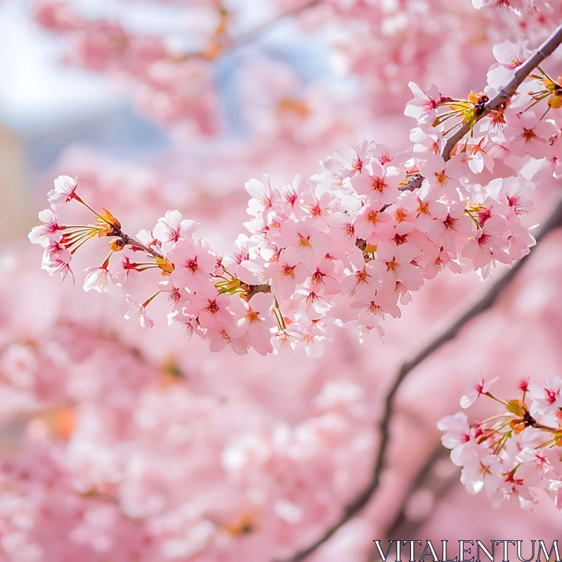 Delicate Pink Cherry Blossoms AI Image