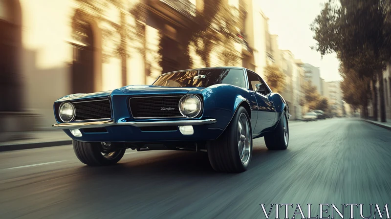 Classic Muscle Car on the Move AI Image