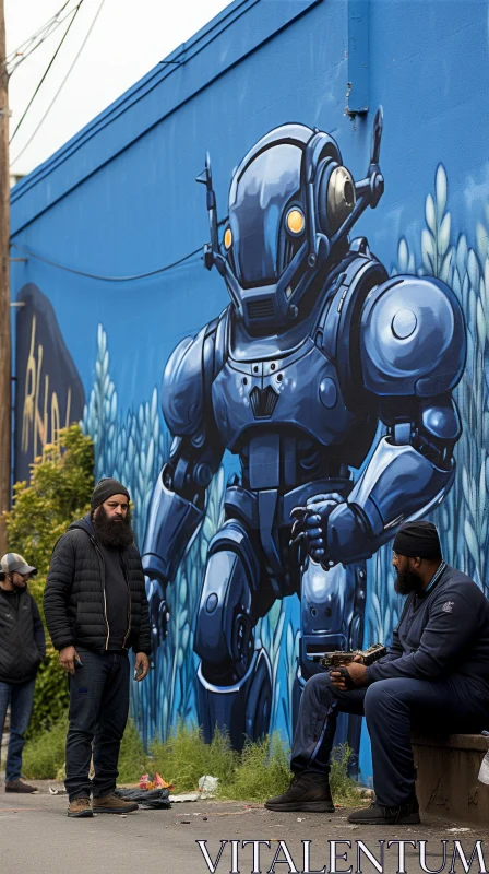 Futuristic Robot Mural in San Francisco - Street Art Renaissance AI Image