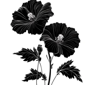 Artistic Black and White Flower Art