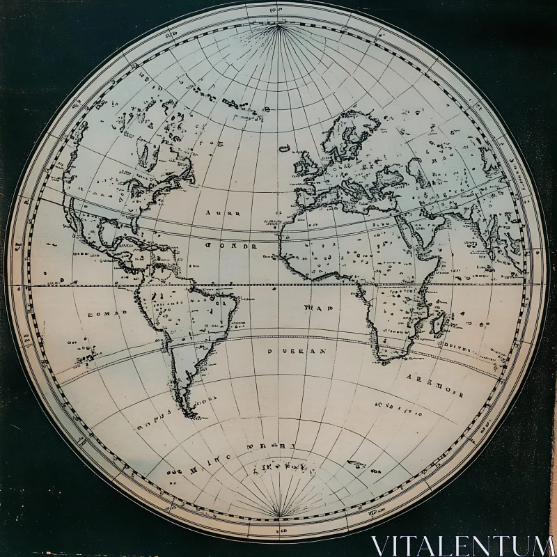 Antique Globe: Detailed Old-World Mapping AI Image