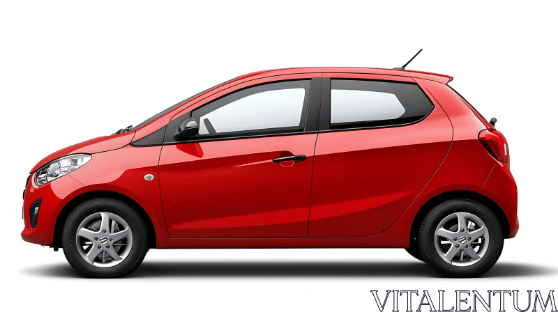 Modern Red Compact Car Side View AI Image