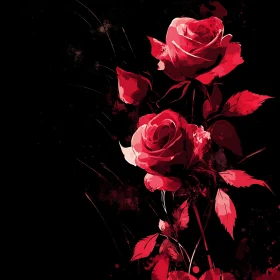 Digital Painting of Red Roses