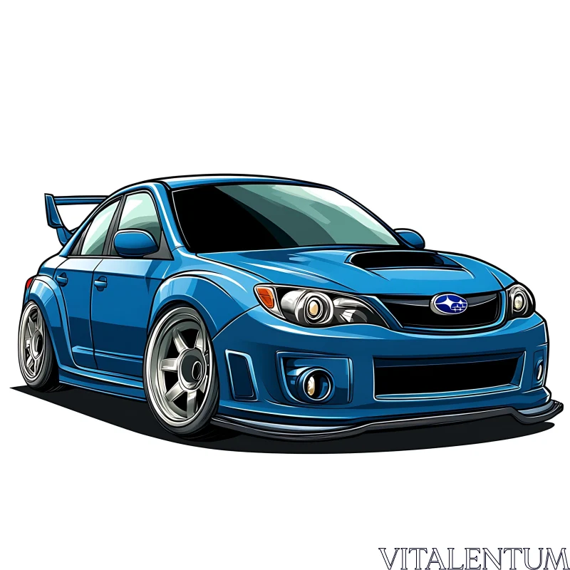 Blue Racing Sedan Car Artwork AI Image