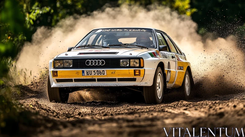 Audi Rally Car Dirt Track Action AI Image