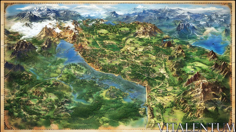 Fantasy Map Landscape AI Image