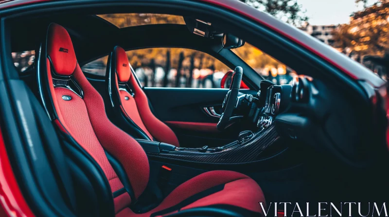 High-End Automobile with Stylish Red Seats AI Image