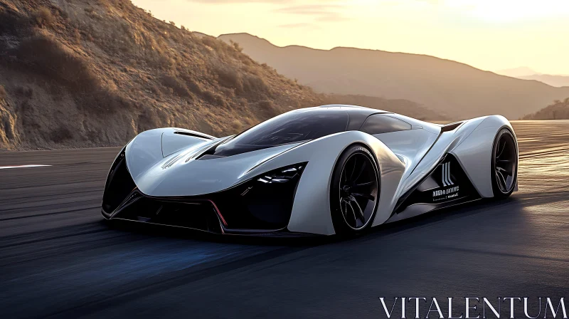 Modern Supercar on Scenic Winding Road AI Image