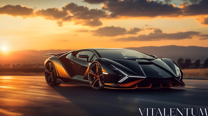 Luxury Supercar at Sunset AI Image