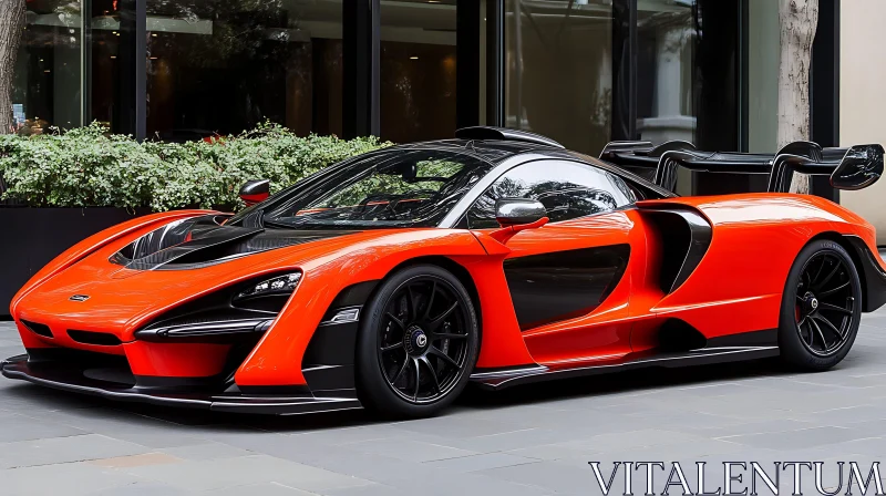 Modern Red and Black Supercar with Rear Spoiler AI Image