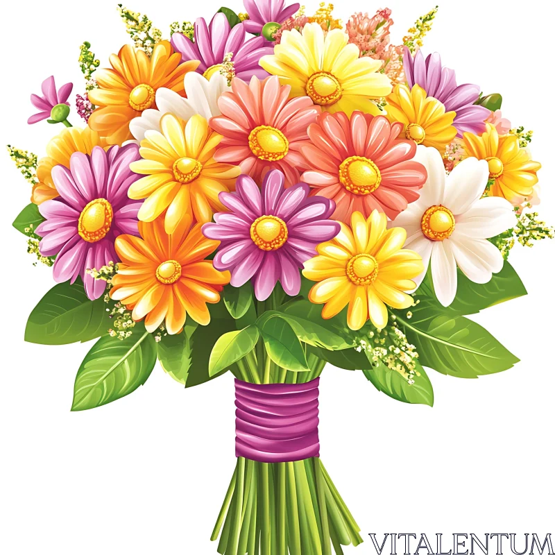 Colorful Daisy Flower Arrangement AI Image