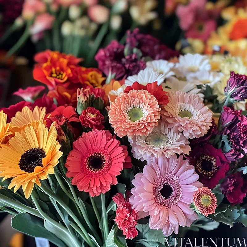 Colorful Flower Arrangement with Gerberas and Carnations AI Image