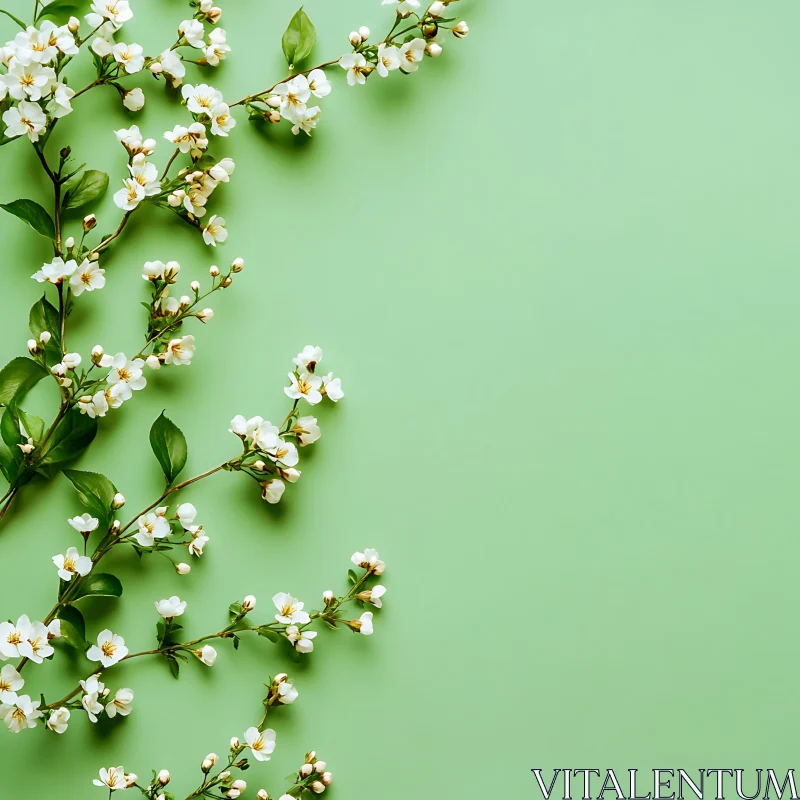 Springtime Blossoms on Green AI Image