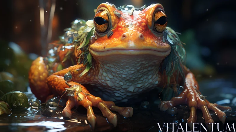 Animated Orange Frog in Nature - Detailed Portraits AI Image