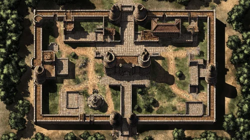 Medieval Fortress Aerial View