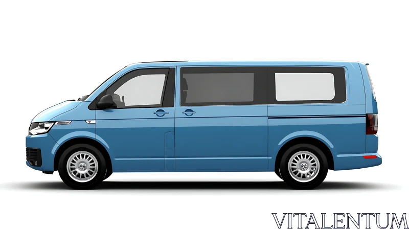 Side View of a Blue Van AI Image