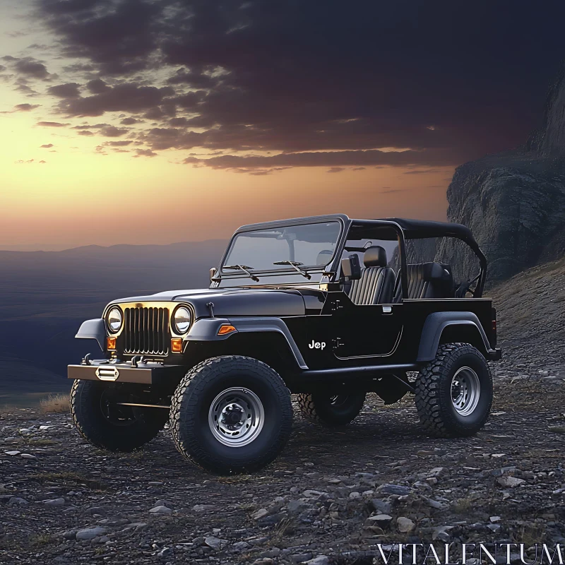 Off-Road Jeep Adventure at Sunset AI Image